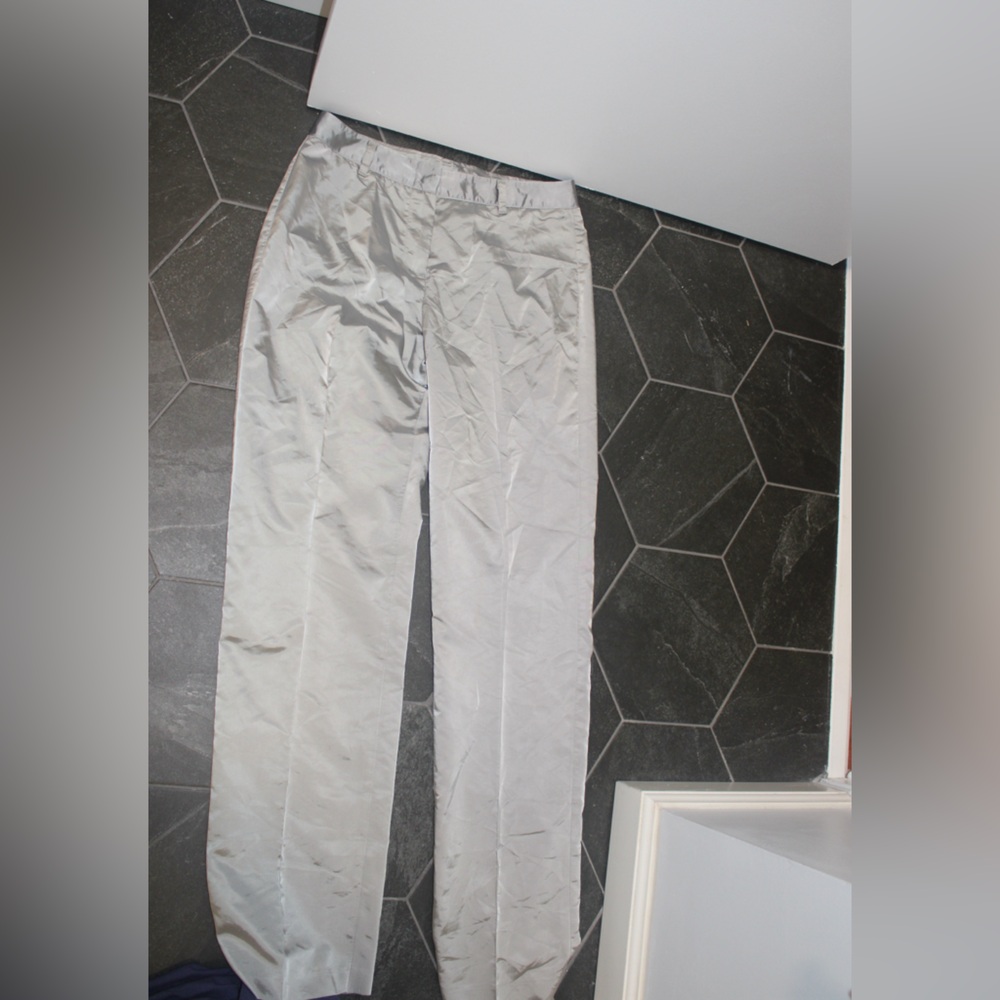 2 United Colors of Benetton Silver Metallic Pants Made in Italy Workwear Style